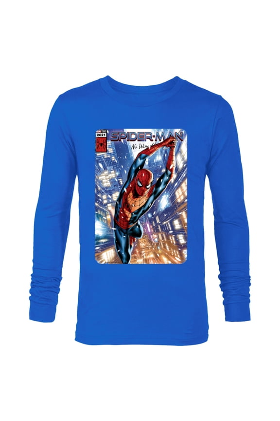 Spider-Man: No Way Home Red and Blue Suit Comic Cover - Long Sleeve T-Shirt for Men - Customized-Navy