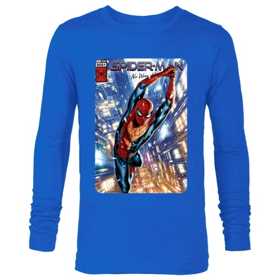 Marvel Spider-Man: No Way Home Red and Blue Suit Comic Cover - Long Sleeve T-Shirt for Men - Customized-Navy