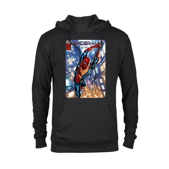 Marvel Spider-Man: No Way Home Red and Blue Suit Comic Cover - Pullover Hoodie for Adults - Customized-Black