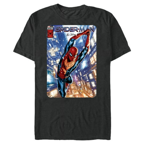 Marvel Spider-Man: No Way Home Red and Blue Suit Comic Cover - Short Sleeve Blended T-Shirt for Adults - Customized-Dark Heather
