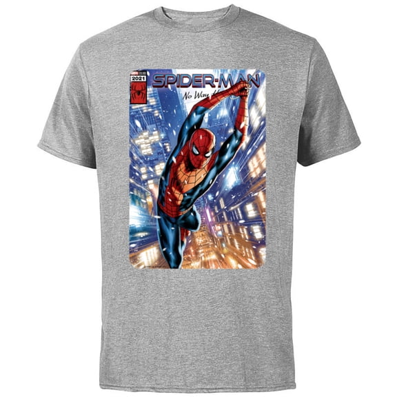 Marvel Spider-Man: No Way Home Red and Blue Suit Comic Cover - Short Sleeve Cotton T-Shirt for Adults - Customized-Athletic Heather