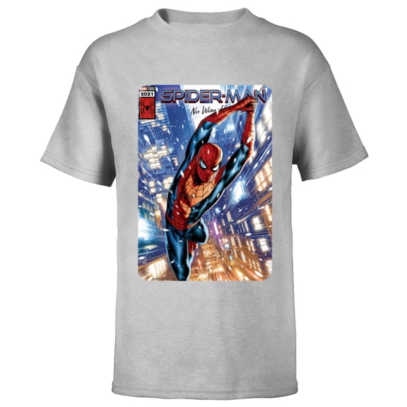 Marvel Spider-Man: No Way Home Red and Blue Suit Comic Cover - Short Sleeve T-Shirt for Kids - Customized-Athletic Heather