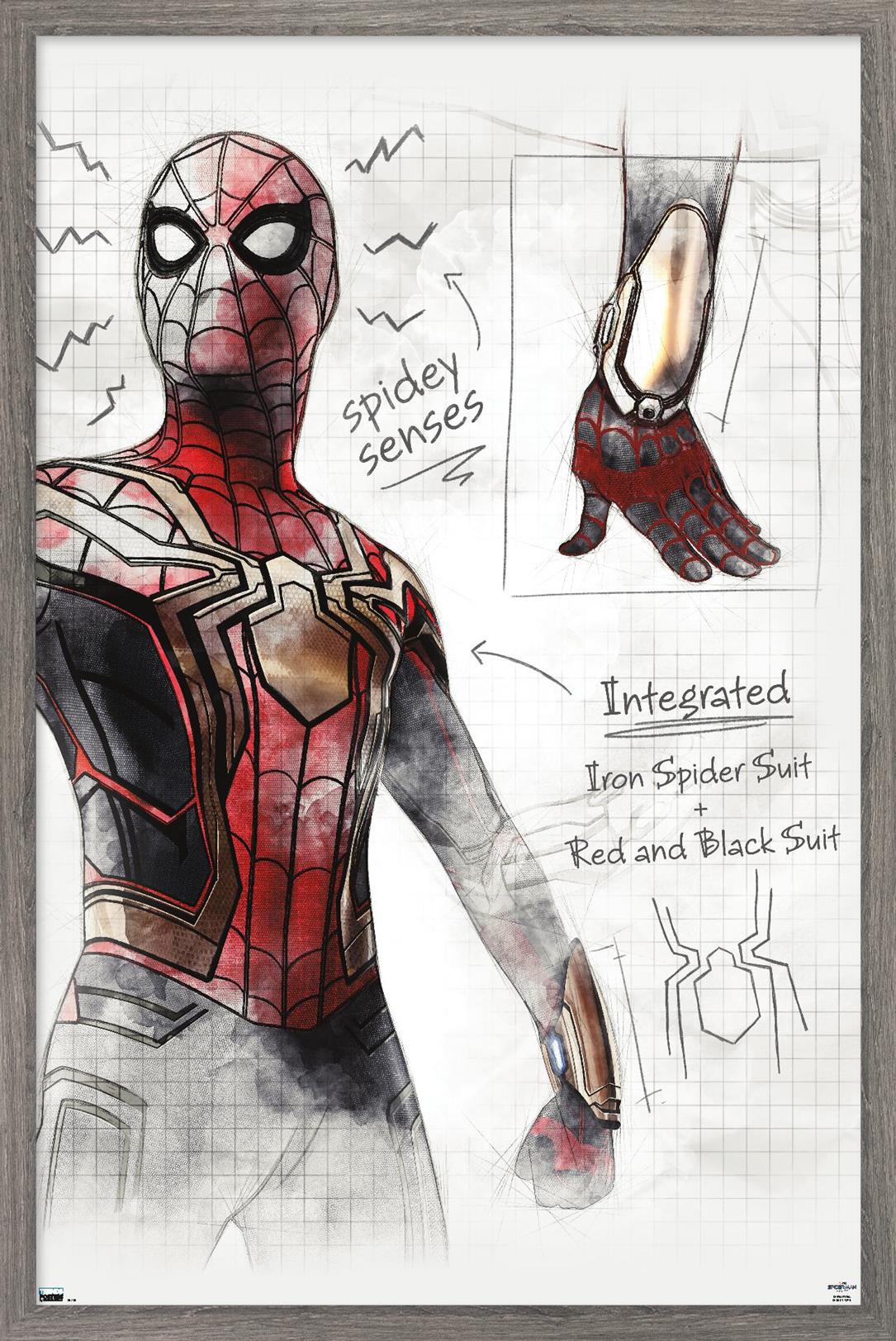 Marvel Spider-Man: No Way Home - Sketches Wall Poster, 22.375" x 34" Framed