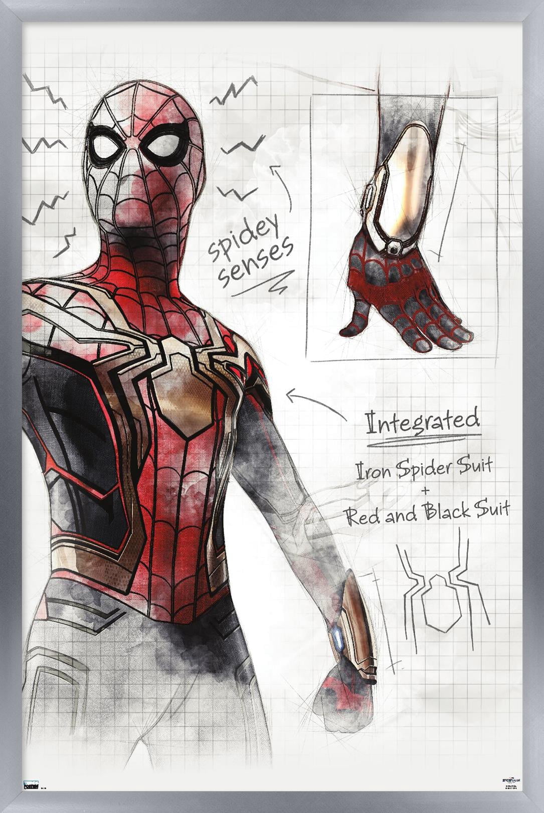 Marvel Spider-Man: No Way Home - Sketches Wall Poster, 22.375" x 34" Framed
