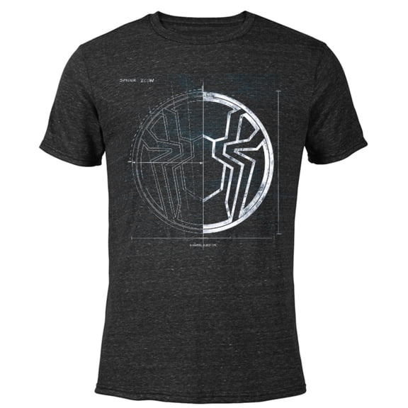 Marvel Spider-Man: No Way Home Spider Icon Blueprint - Short Sleeve Blended T-Shirt for Adults – Customized-Black