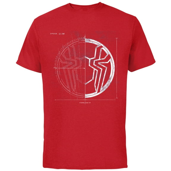 Marvel Spider-Man: No Way Home Spider Icon Blueprint - Short Sleeve Cotton T-Shirt for Adults - Customized-Red