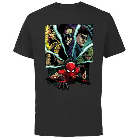 Marvel Spider-Man: No Way Home Spider-Man and Foes - Short Sleeve Cotton T-Shirt for Adults - Customized-Black