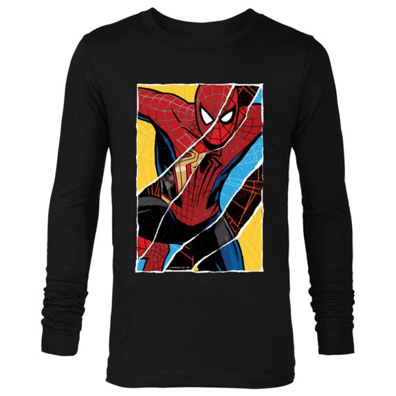 Marvel Spider-Man: No Way Home Spider-Men Comic Collage - Long Sleeve T-Shirt for Men - Customized-Black