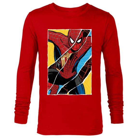 Marvel Spider-Man: No Way Home Spider-Men Comic Collage - Long Sleeve T-Shirt for Men - Customized-New Red