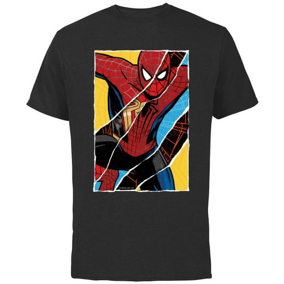 Marvel Spider-Man: No Way Home Spider-Men Comic Collage - Short Sleeve Cotton T-Shirt for Adults - Customized-Black