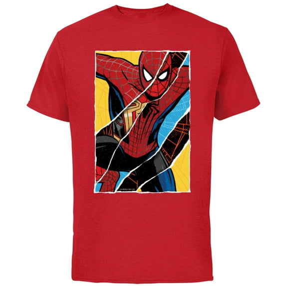 Marvel Spider-Man: No Way Home Spider-Men Comic Collage - Short Sleeve Cotton T-Shirt for Adults - Customized-Red