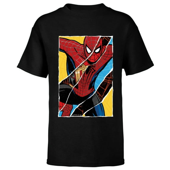 Marvel Spider-Man: No Way Home Spider-Men Comic Collage - Short Sleeve T-Shirt for Kids - Customized-Black