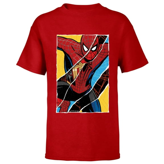 Marvel Spider-Man: No Way Home Spider-Men Comic Collage - Short Sleeve T-Shirt for Kids - Customized-Red