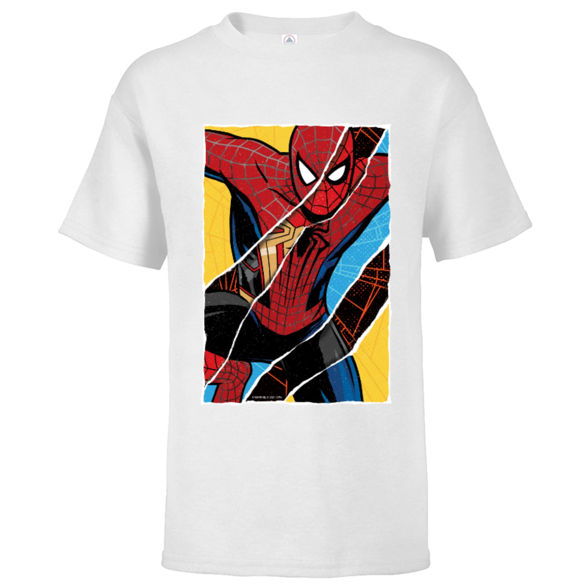 Kids - Short Spider-Men Comic - No Way Marvel Spider-Man: T-Shirt Sleeve Collage Home Customized-Black for