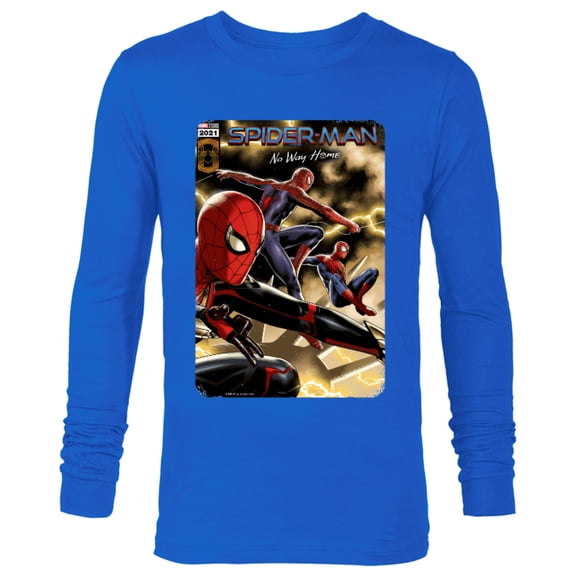 Marvel Spider-Man: No Way Home Spider-Men Comic Cover - Long Sleeve T-Shirt for Men - Customized-Navy