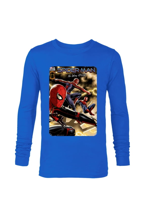 Spider-Man: No Way Home Spider-Men Comic Cover - Long Sleeve T-Shirt for Men - Customized-Navy