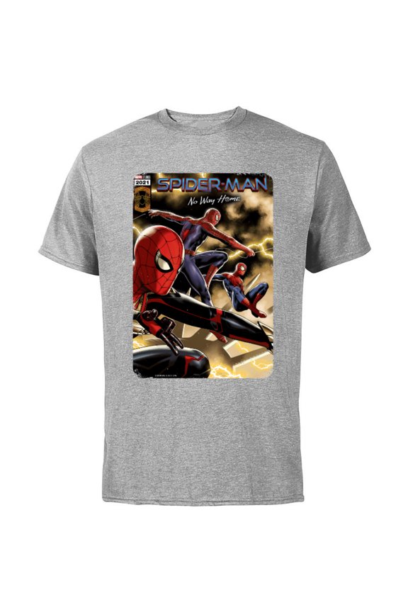Spider-Man: No Way Home Spider-Men Comic Cover - Short Sleeve Cotton T-Shirt for Adults - Customized-Athletic Heather