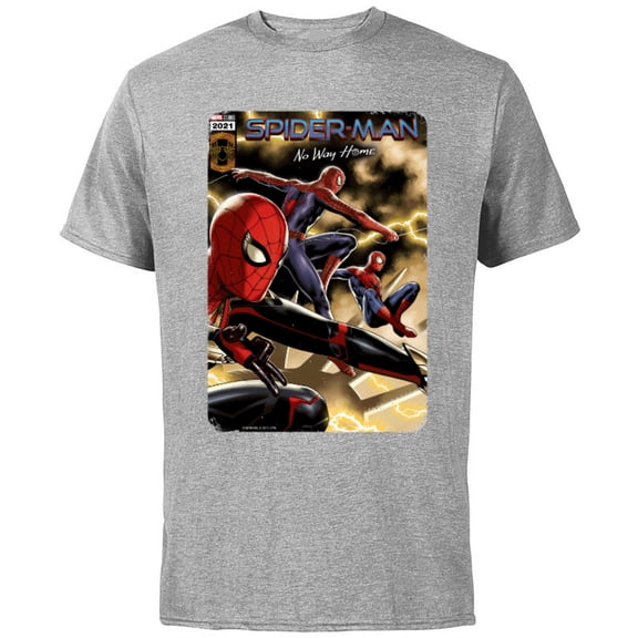 Marvel Spider-Man: No Way Home Spider-Men Comic Cover - Short Sleeve Cotton T-Shirt for Adults - Customized-Athletic Heather