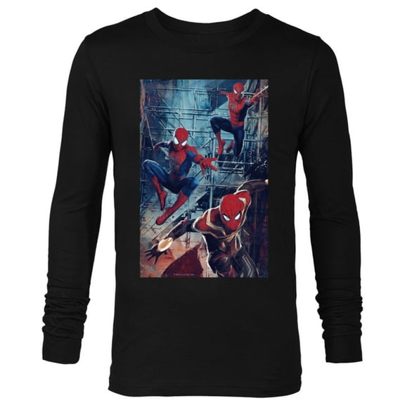 Marvel Spider-Man: No Way Home Spider-Men Jump - Long Sleeve T-Shirt for Men – Customized-Black