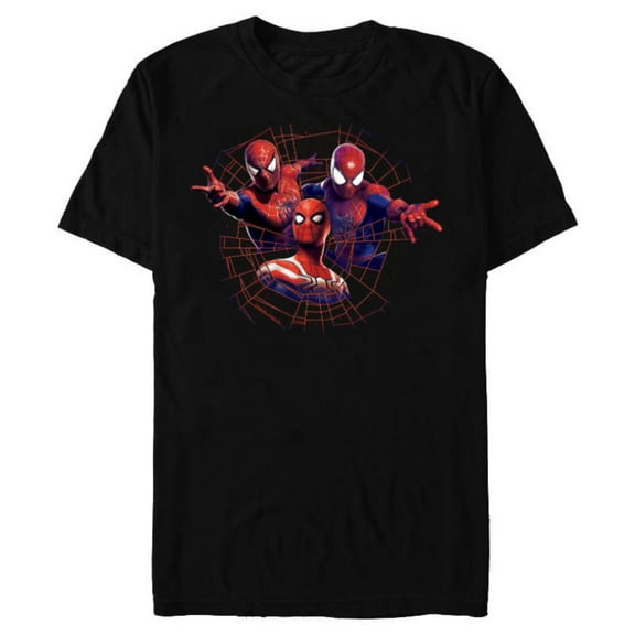 Marvel Spider-Man: No Way Home Spider-Men Web - Short Sleeve Blended T-Shirt for Adults - Customized-Black