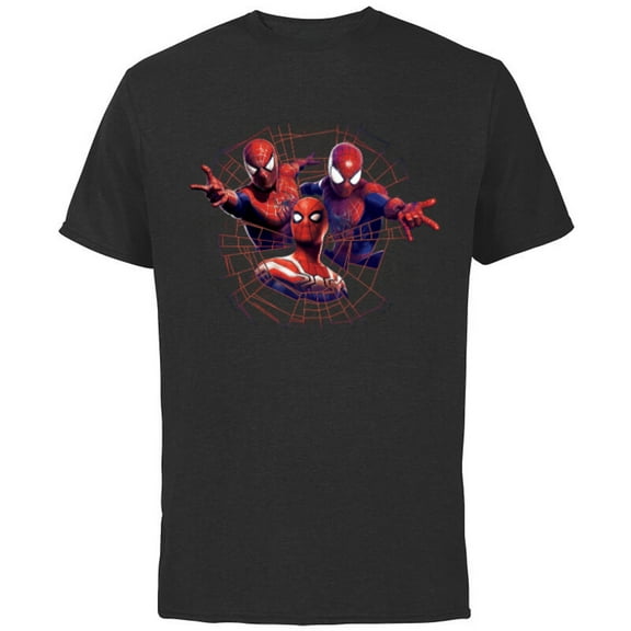 Marvel Spider-Man: No Way Home Spider-Men Web - Short Sleeve Cotton T-Shirt for Adults - Customized-Black