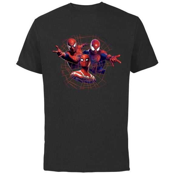 Marvel Spider-Man: No Way Home Spider-Men Web - Short Sleeve Cotton T-Shirt for Adults - Customized-Black