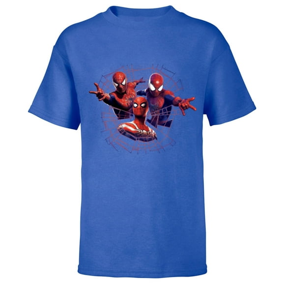 Marvel Spider-Man: No Way Home Spider-Men Web - Short Sleeve T-Shirt for Kids - Customized-Royal