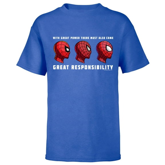 Marvel Spider-Man: No Way Home Spider-Men With Great Power - Short Sleeve T-Shirt for Kids - Customized-Royal