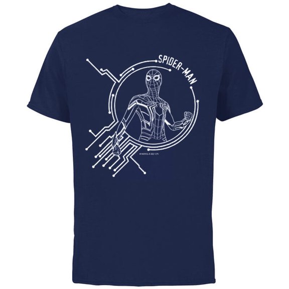 Marvel Spider-Man: No Way Home Spidey Circuit - Short Sleeve Cotton T-Shirt for Adults - Customized-Navy