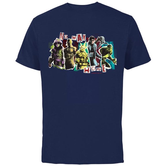 Marvel Spider-Man: No Way Home Spidey Foes - Short Sleeve Cotton T-Shirt for Adults - Customized-Navy