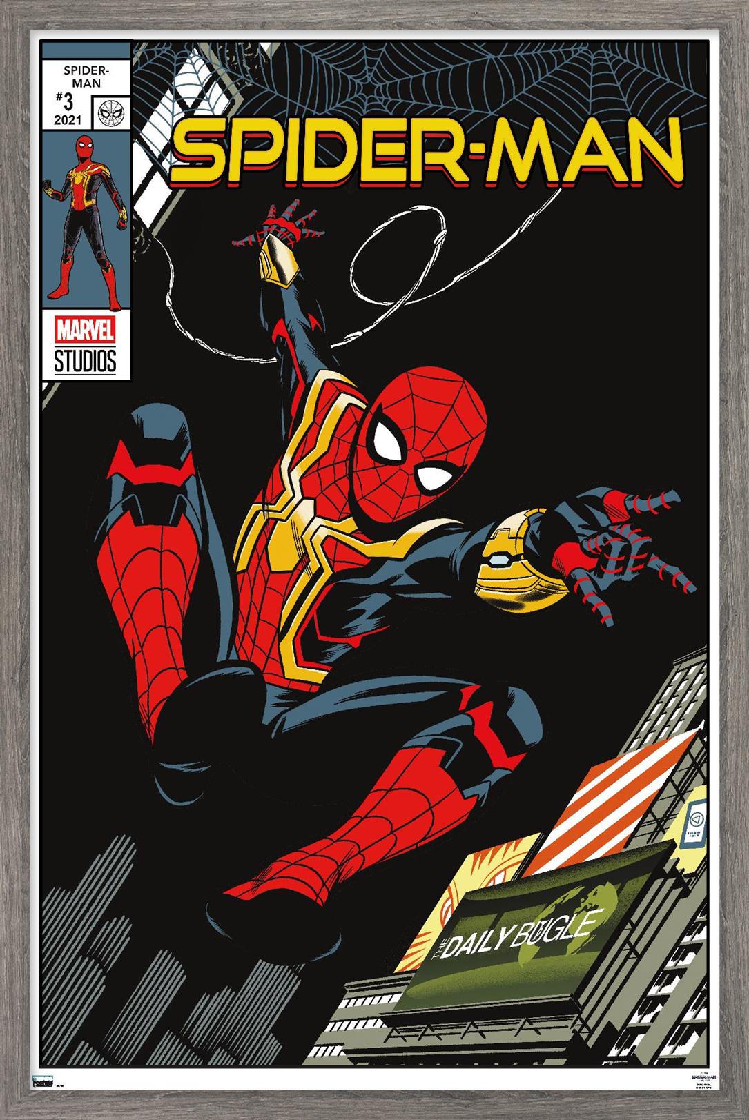 Marvel Spider-Man: No Way Home - Swinging Comic 16.5" x 24.25" Framed Poster, by Trends International