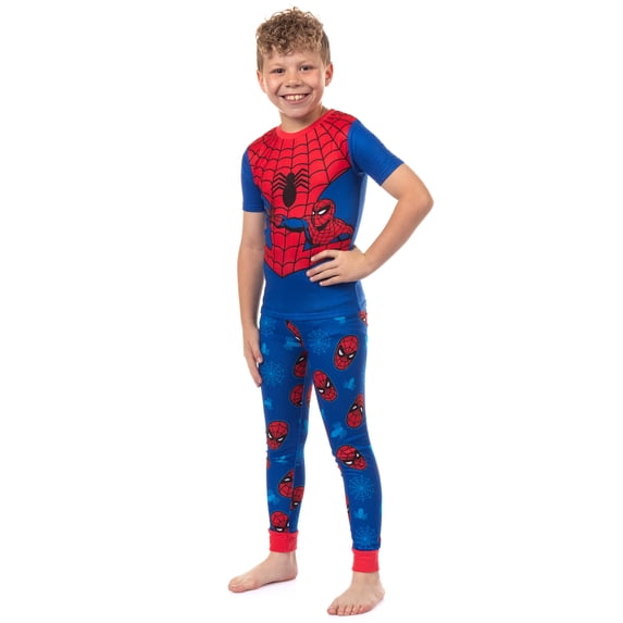 Marvel Spider-Man Pajamas Boy's Snug Fit Short Sleeve Shirt and Pant Set