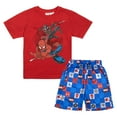 thumbnail image 1 of Marvel Spider-Man Peter Parker & Miles Morales Boys Short Sleeve T-Shirt and Shorts Set, 2-Piece Superhero Outfit Bundle for Kids (Size 4-7), 1 of 4