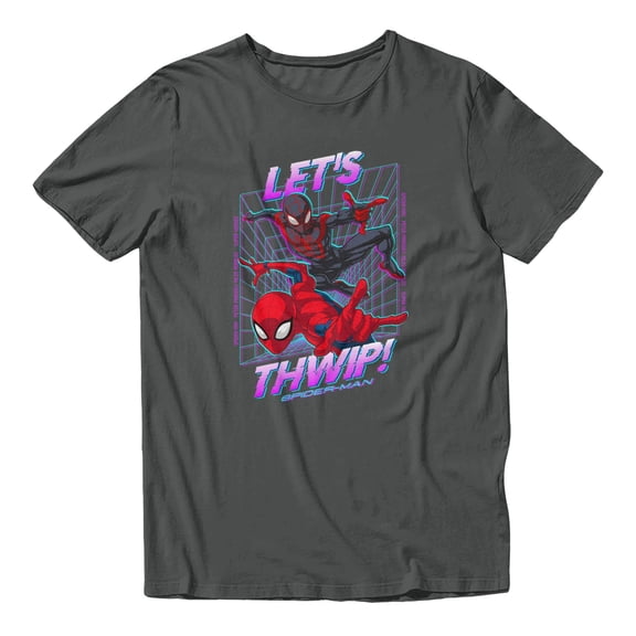 Marvel Spider-Man Peter Parker Miles Morales Neon Men's T Shirt (Charcoal, S-XXXL)