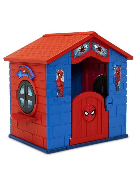 Marvel Spider-Man Plastic Indoor/Outdoor Playhouse with Easy Assembly by Delta Children, Blue/Red
