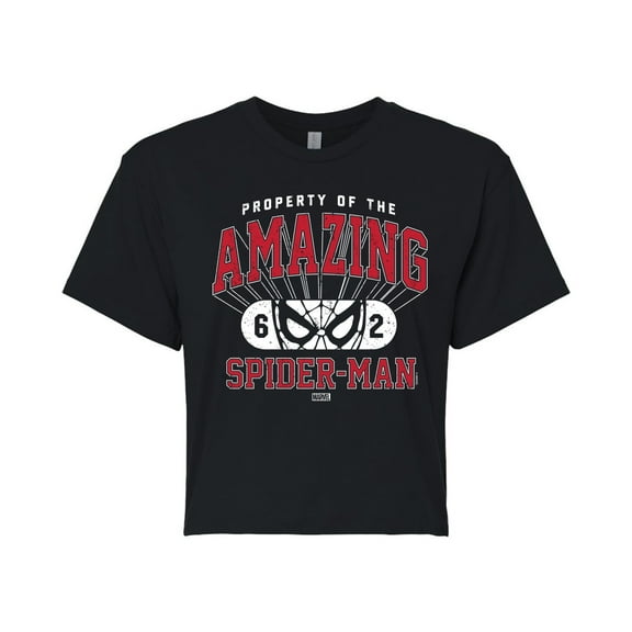 Marvel Spider-Man - Property Of Spider Man - Juniors Cropped Graphic T-Shirt