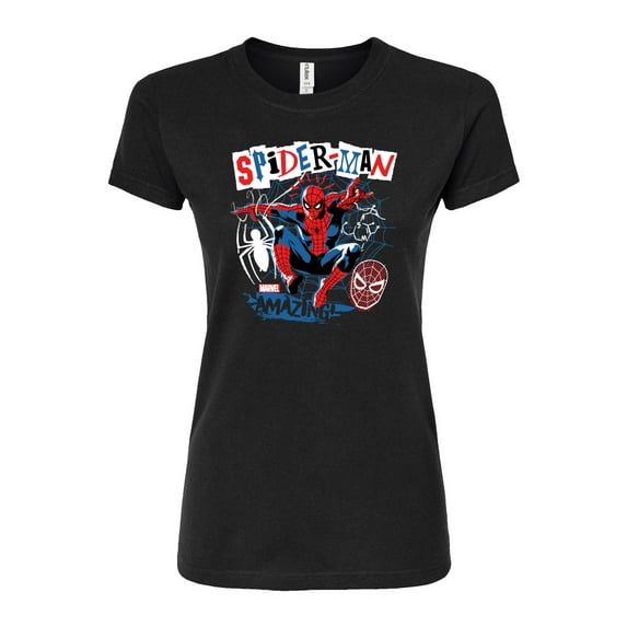 Marvel Spider-Man - Punk Poster Style - Juniors Fitted Graphic T-Shirt