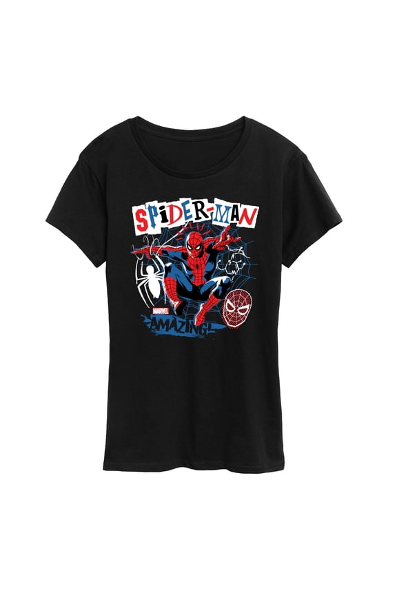 Spider-Man - Punk Poster Style - Ladies Short Sleeve Graphic T-Shirt