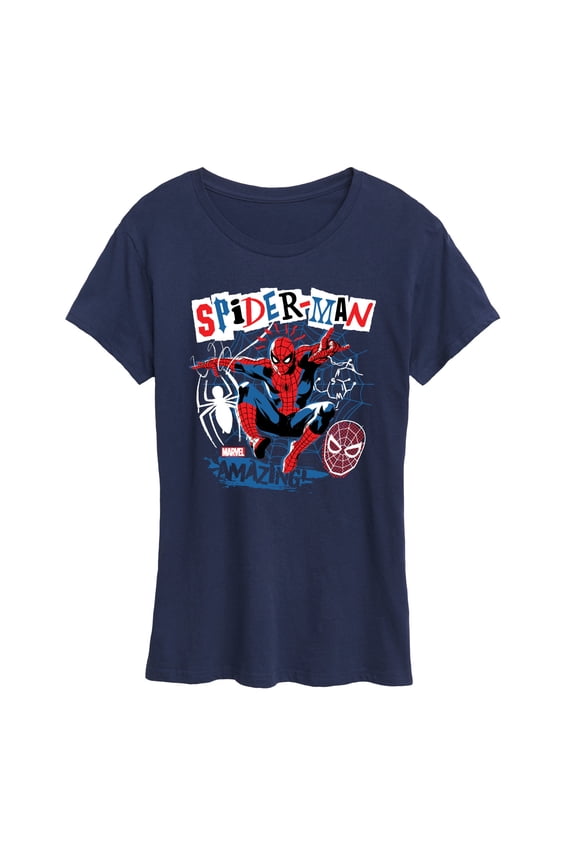 Spider-Man - Punk Poster Style - Ladies Short Sleeve Graphic T-Shirt