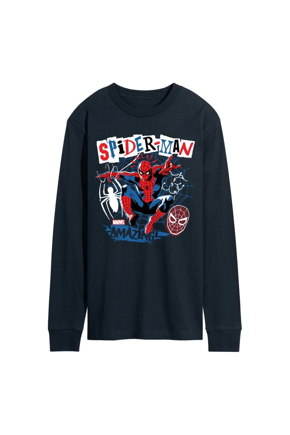 Spider-Man - Punk Poster Style - Men's Long Sleeve Graphic T-Shirt