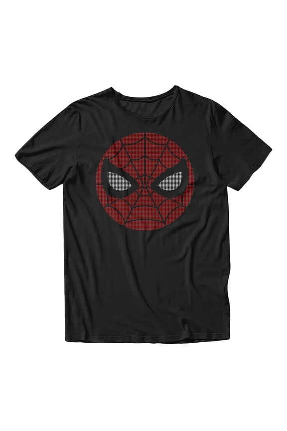 Spider-Man Red Mask Web Pattern Big Face Men's T Shirt (Black, S-XXXL)