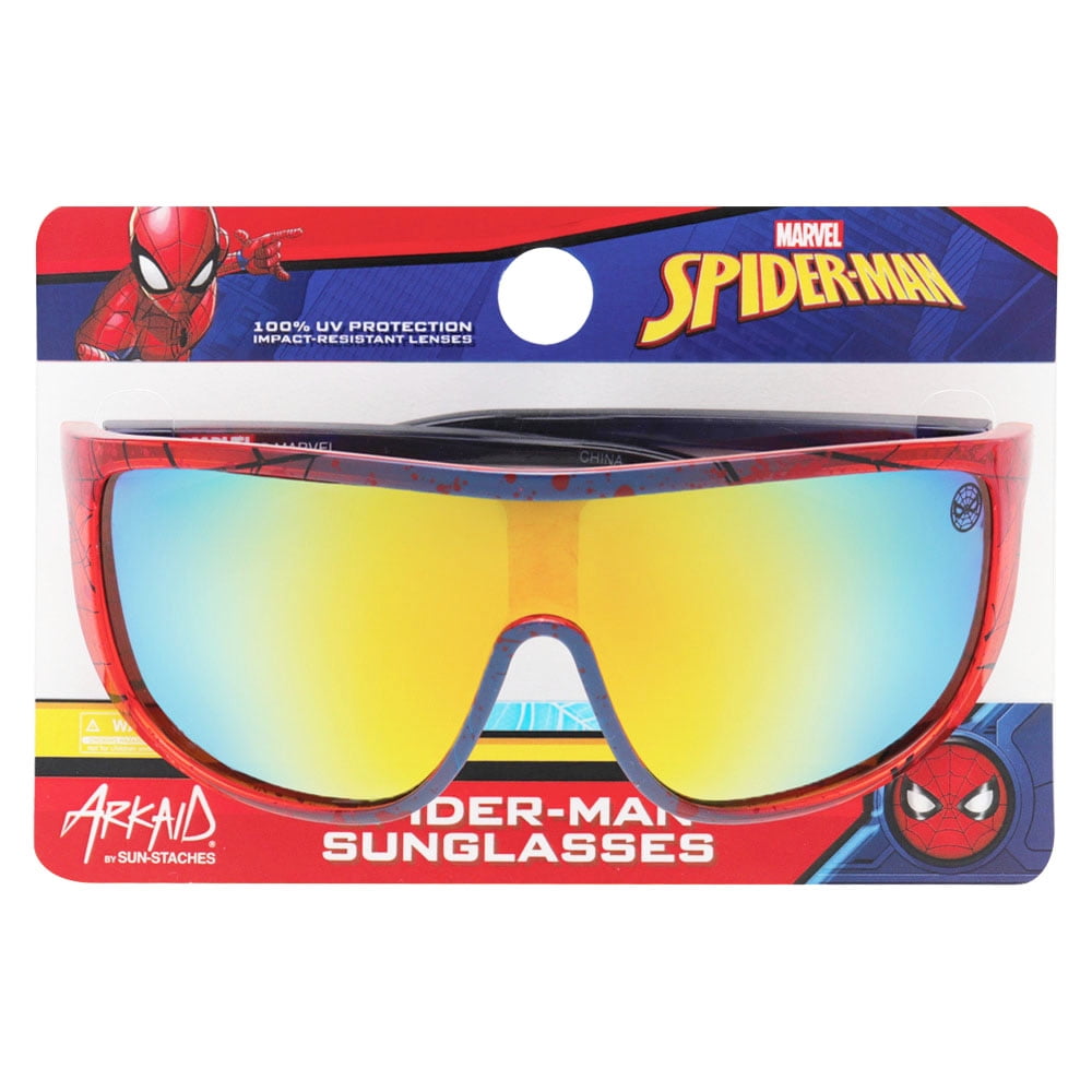 Marvel Spider-Man Red and Black Large Lens Sports Wrap Kids Sunglasses -  Arkaid by Sunstaches