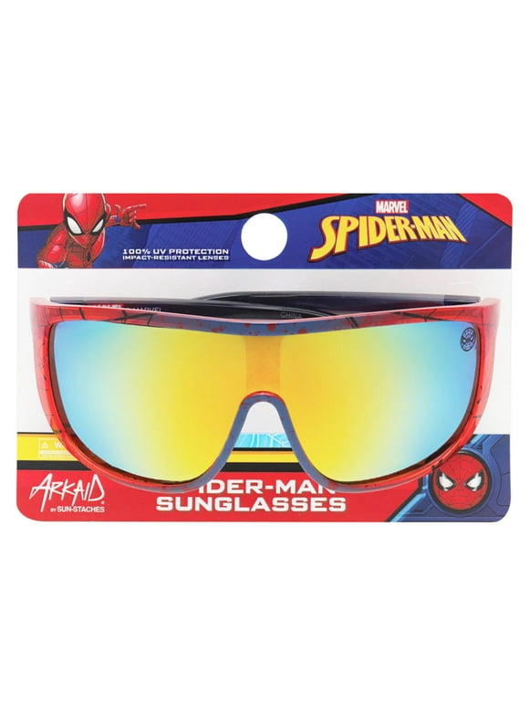 Marvel Spider-Man Red and Black Large Lens Sports Wrap Kids Sunglasses - Arkaid by Sunstaches