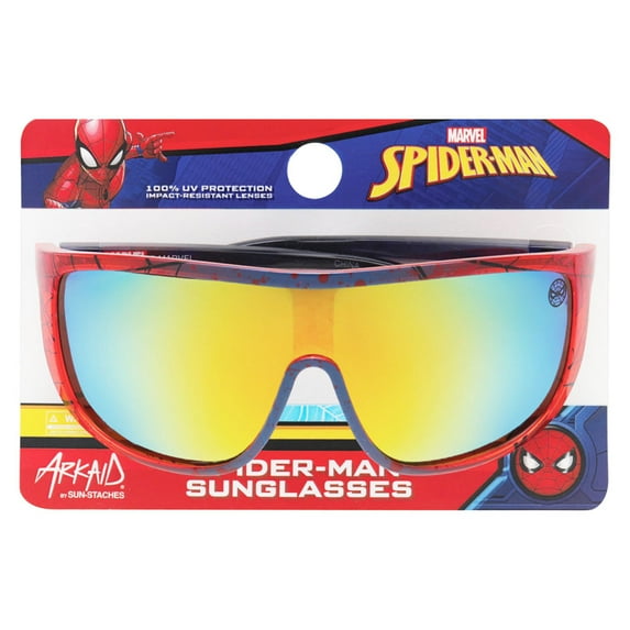 Marvel Spider-Man Red and Black Large Lens Sports Wrap Kids Sunglasses - Arkaid by Sunstaches