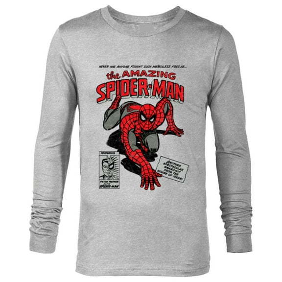 Marvel Spider-Man Retro Comic - Long Sleeve T-Shirt for Men -Customized-Athletic Heather