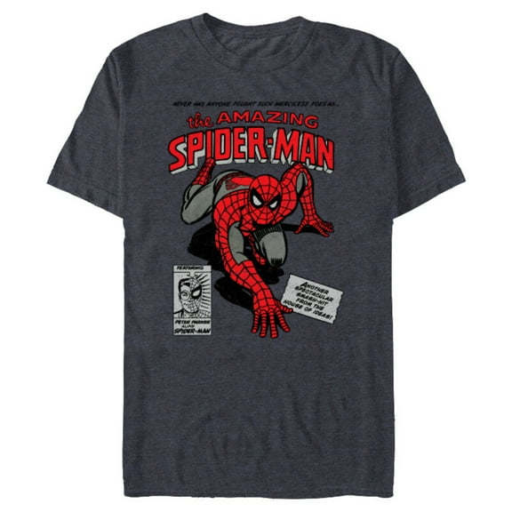 Marvel Spider-Man Retro Comic - Short Sleeve Blended T-Shirt for Adults -Customized-Navy Heather