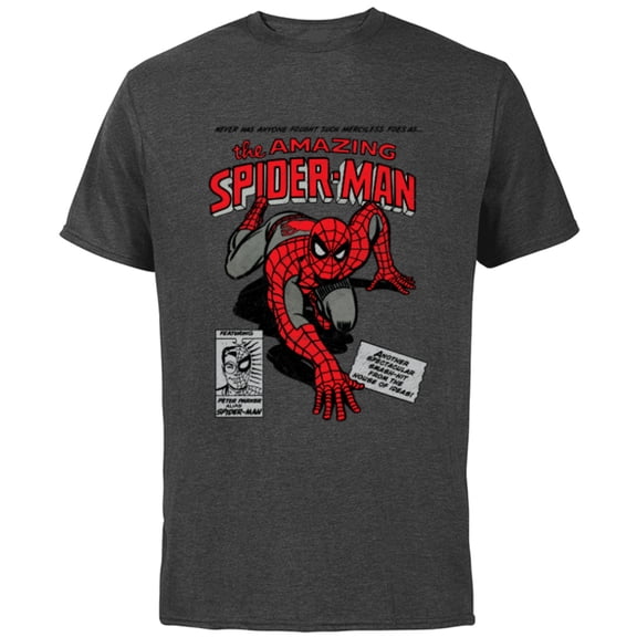 Marvel Spider-Man Retro Comic - Short Sleeve Cotton T-Shirt for Adults -Customized-Charcoal