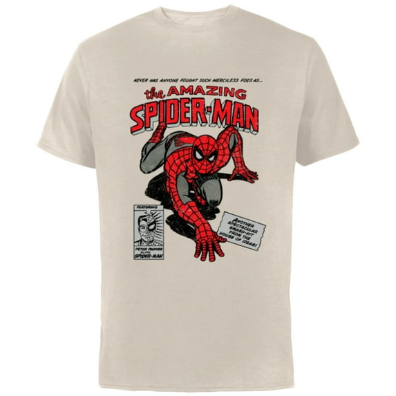 Marvel Spider-Man Retro Comic - Short Sleeve Cotton T-Shirt for Adults -Customized-Natural