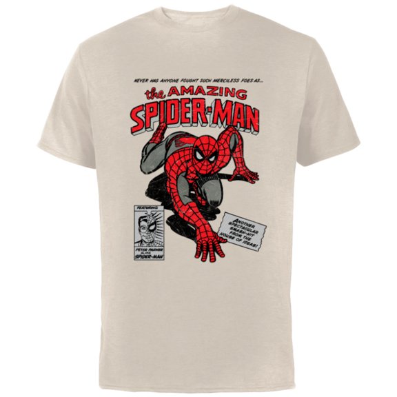 Marvel Spider-Man Retro Comic - Short Sleeve Cotton T-Shirt for Adults -Customized-Natural