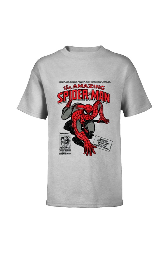 Spider-Man Retro Comic - Short Sleeve T-Shirt for Kids -Customized-Athletic Heather